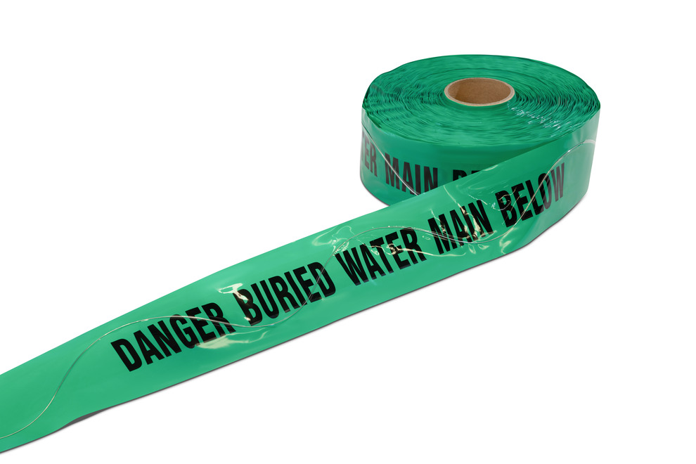 MARKER TAPE DETECTABLE 100MMX250M GRN DNG-W/MN BELOW-ROLL